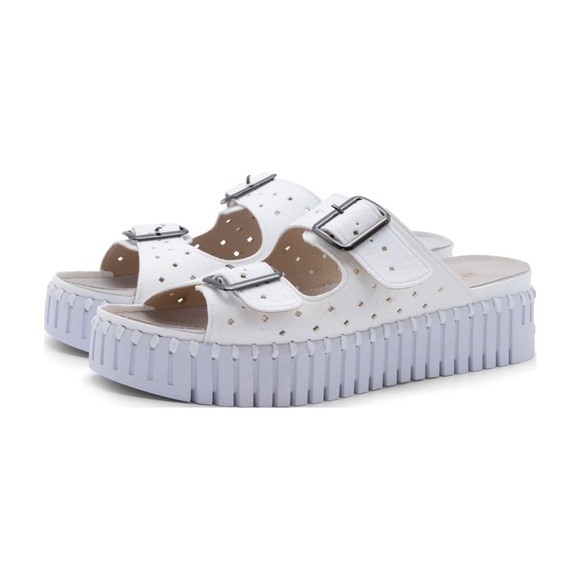 Ilse Jacobsen Shoes - Ilse Jacobsen Cream Double Buckle Leather Sandal 39/ 8.5‎ US